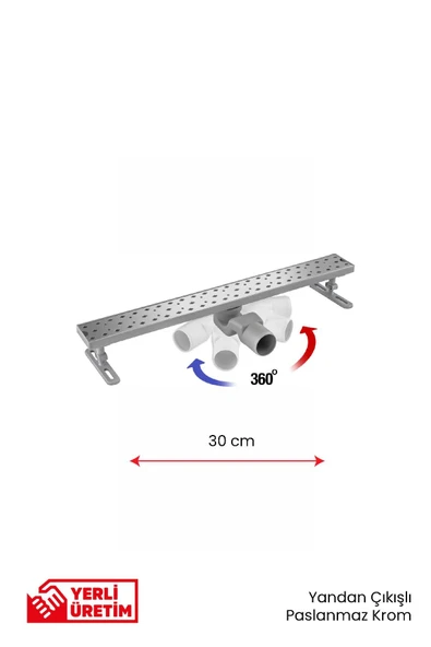 Gama 360 Derece Dönerli Paslanmaz Krom Lineer Duş Kanalı 30 cm ürün görseli 1