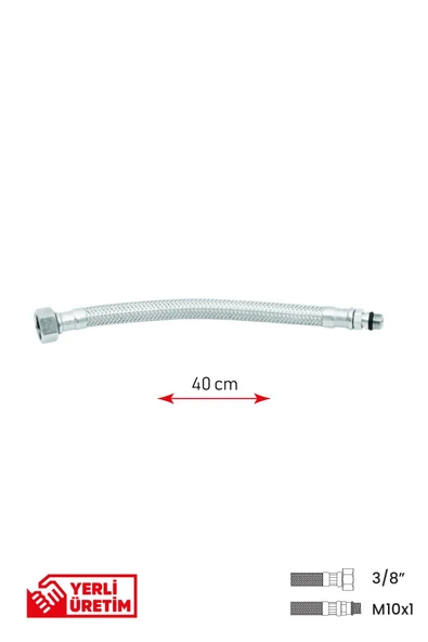 Gama Paslanmaz Çelik Flex Hortum 3/8 - M10x1 Batarya Musluk Bağlantı Hortumu 40 cm ürün görseli 1