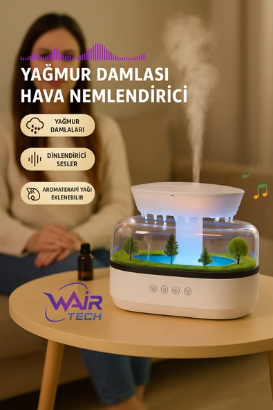 Wair Teknoloji Mini LED Işıklı Buhar Makinesi Aroma Difüzör Hava Nemlendirici – Ferahlık, Işık ve Müzik Bir Arada! ürün görseli 1