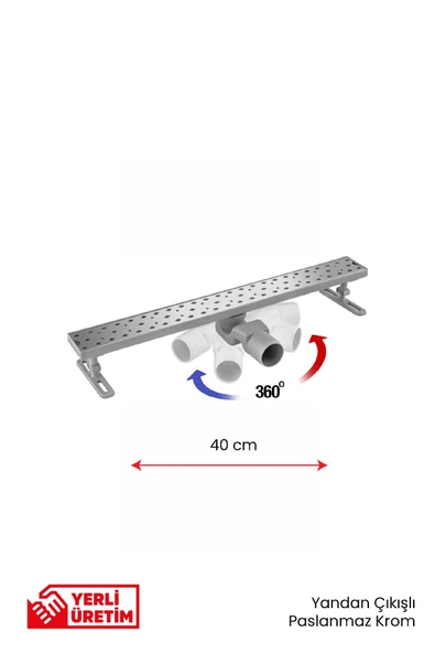 Gama 360 Derece Dönerli Paslanmaz Krom Lineer Duş Kanalı 40 cm ürün görseli 1
