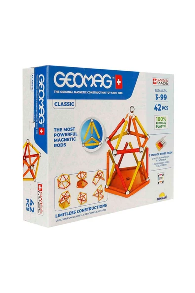 Toyaş Geomag Manyetik Çubuklar Classic Seri Zeka Oyunu Manyetik Yapı Oyunu 42 Parça ürün görseli 1