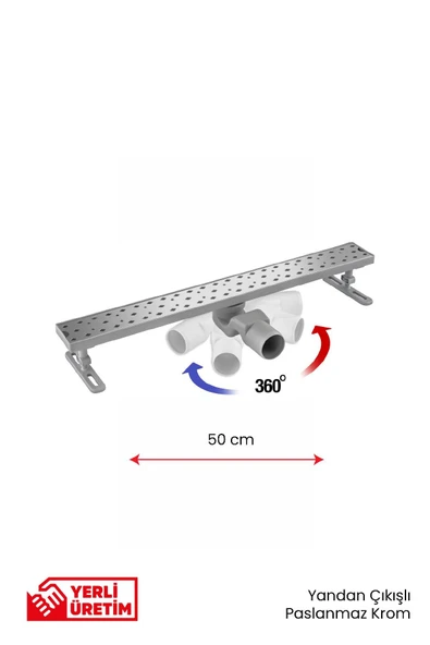 Gama 360 Derece Dönerli Paslanmaz Krom Lineer Duş Kanalı 50 cm ürün görseli 1