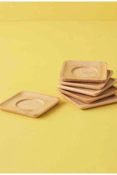 BALSA Bambu Lüx 6 Adet Kare Çay Tabağı 10,5cm ürün görseli 1