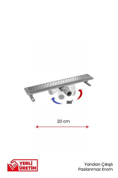 Gama 360 Derece Dönerli Paslanmaz Krom Lineer Duş Kanalı 20 cm ürün görseli 1