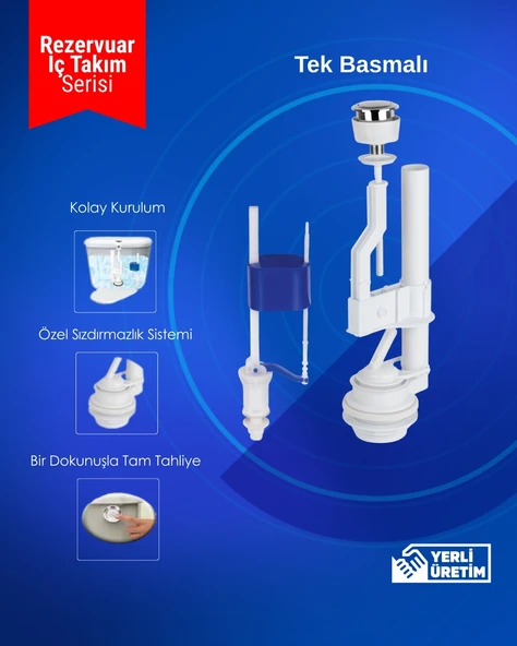 Gama Jet Teleskop Flatörlü Tek Basmalı Pirinç Rezervuar İç Takımı ürün görseli 1