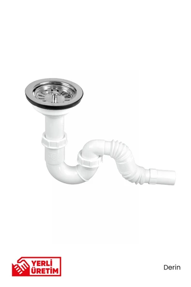 Gama S Tekli Çöpmak Sifonu Körüklü Derin Taşmasız Lavabo Gideri ürün görseli 1