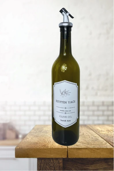 Bonjour Tek Parça Amber Camlı/750 ml Zeytinyağı Sıvıyağ Şişesi/nihale Hediyeli ürün görseli 1