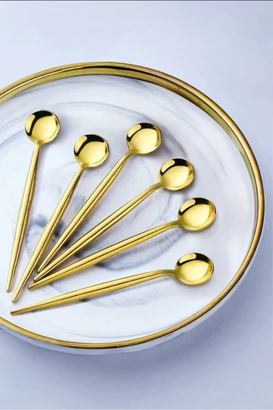 Bonjour 6'lı Titanyum Gold Kaplama Paslanmaz Çelik Çay Kaşığı Kaşık Seti ürün görseli 1
