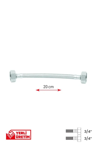 Gama Paslanmaz Çelik Flex Hortum 3/4 - 3/4 Kombi ve Sayaç Bağlantı Hortumu 20 cm ürün görseli 1