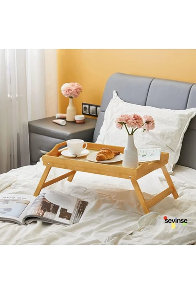 Sevinse Home Bambu Katlanır Ayaklı Keyif Tepsisi 30 x 50 ürün görseli 1