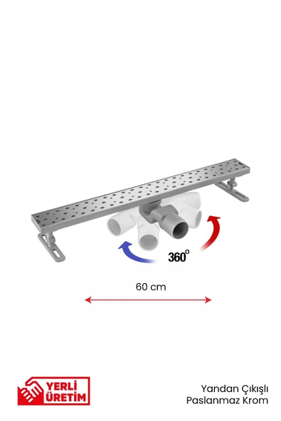 Gama 360 Derece Dönerli Paslanmaz Krom Lineer Duş Kanalı 60 cm ürün görseli 1