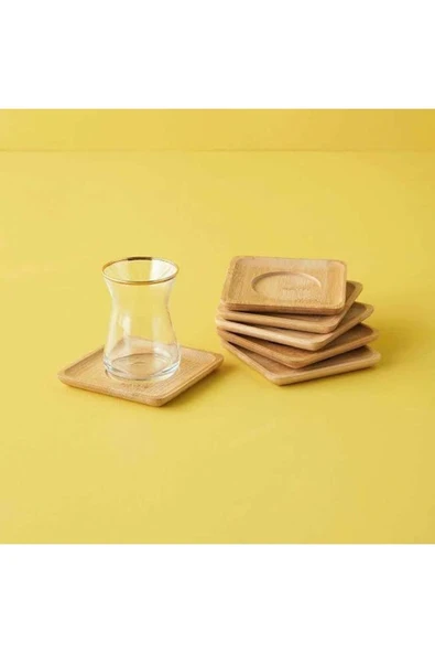 BALSA Bambu Lüx 6 Adet Kare Çay Tabağı 10,5cm - Resim 3