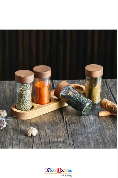 Bonjour Gift & Hobby Mien 4’lü Akasya Şık Baharatlık Seti ürün görseli 1