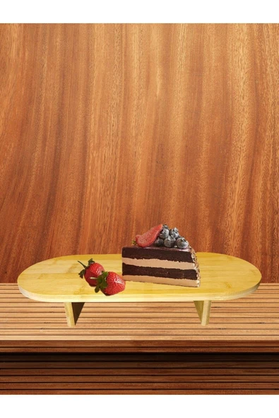 Bonjour Gift & Hobby Bambu Ayaklı Sunumluk, Dekoratif Kahvaltıık Sunumluk Ayaklı Servis Tepsi Ve Kesme Tahtası ürün görseli 1