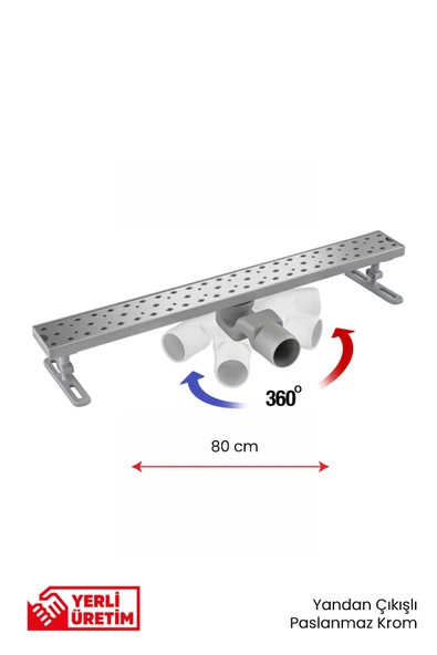 Gama 360 Derece Dönerli Paslanmaz Krom Lineer Duş Kanalı 80 cm ürün görseli 1