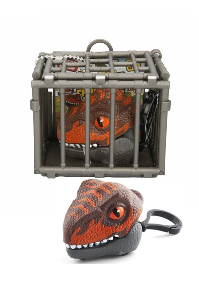 Toyaş Kafeste Velociraptor Mini Dinozor Arabası Anahtarlık Oyuncak Çek Bırak Dinozor ürün görseli 1