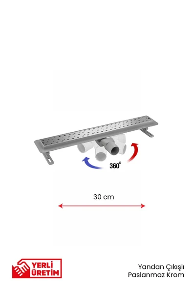 Gama 360 Derece Dönerli Paslanmaz Krom Lineer Duş Kanalı 30 cm ürün görseli 1