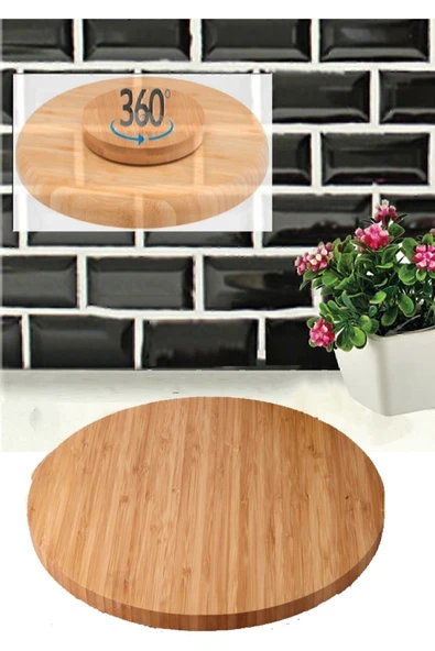 Balsa Grup 29 Cm Bambu Döner Standlı Lüx Servis Sunum Tabağı ürün görseli 1