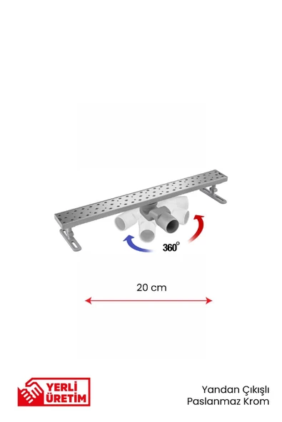 Gama 360 Derece Dönerli Paslanmaz Krom Lineer Duş Kanalı 20 cm ürün görseli 1