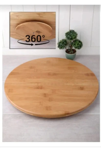 MİEN Bambu Düz Döner Sunumluk&tepsi,Pizza Servis Sunum Tabağı 29 Cm ürün görseli 1