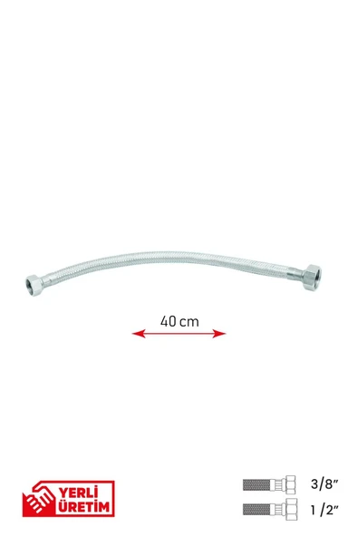 Gama Paslanmaz Çelik Flex Hortum 3/8 - 1/2 Batarya Ara Bağlantı Hortumu 40 cm ürün görseli 1