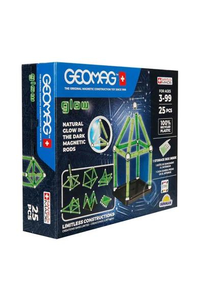 Toyaş Geomag Manyetik Çubuklar Glow Karanlıkta Parlayan Seri Zeka Oyunu Manyetik Yapı Oyunu 25 Parça ürün görseli 1
