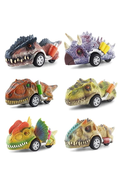 Toyaş 6 adet Dinozor Oyuncakları Mini Dinozor Arabaları Oyuncak Çek Bırak Dinozor Figürleri ürün görseli 1