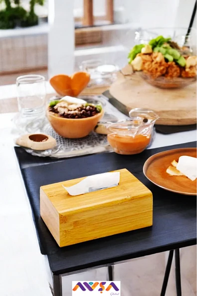 AVŞA Global Natural Bambu Pinterest Stil Peçetelik - Resim 3