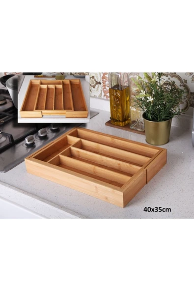Laviss Çekmece Içi Ayarlanabilir Ayarlı Bambu Kaşıklık 40x35 Cm ürün görseli 1
