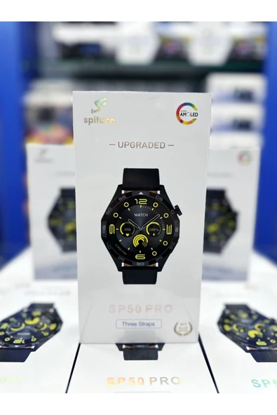 AVŞA Global Spiface Sp50 Pro Amoled Ekran 3 Kordonlu Akıllı Saat Smart Watch Siyah Kasa ürün görseli 1