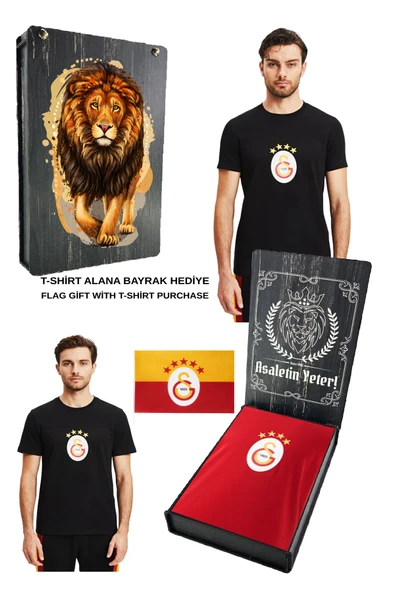 Galatasaray Orijinal Lisanslı Armalı T-Shirt Bayrak ve UV Kutu Hediyeli ürün görseli 1