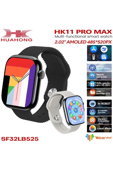 HK11 PRO MAX ORIJINAL YENİ SERİ GÜÇLU BATARYA AMOLED EKRAN AKILLI SAAT ÇİFT KORDONLU ürün görseli 1