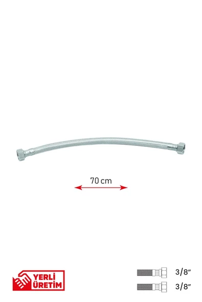 Gama Paslanmaz Çelik Flex Hortum 3/8 - 3/8 Taharet Musluğu Bağlantı Hortumu 70 cm ürün görseli 1