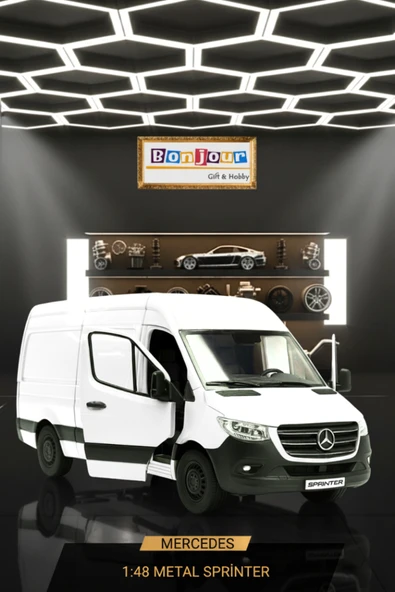 Bonjour Gift & Hobby Mercedes Sprinter Metal 1:48 Ölçekli Çek Bırak Araba Lisanslı ürün görseli 1
