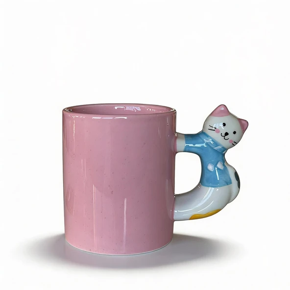 3D Pembe Kupa Kedi Kulplu 410 ml ürün görseli 1