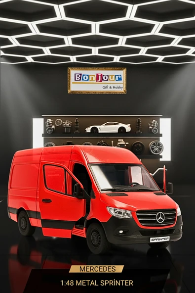 Bonjour Gift & Hobby Mercedes Sprinter Metal 1:48 Ölçekli Çek Bırak Araba Lisanslı ürün görseli 1