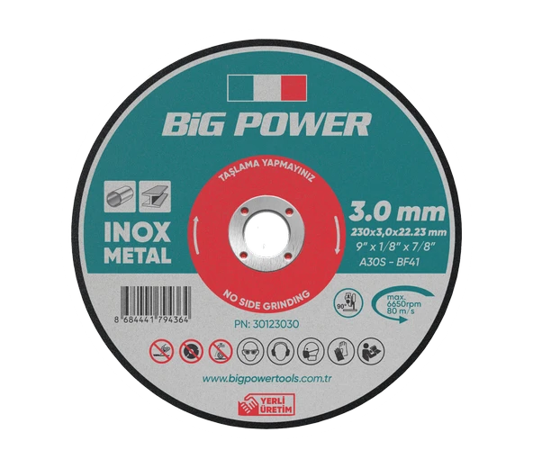 BİG POWER 230*3.0*22.23 INOX METAL KESME (5 Adet) ürün görseli 1