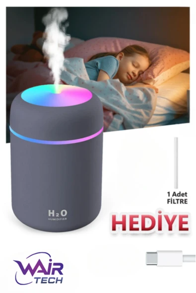 Wair Teknoloji 300 ml H2O Ultrasonik Ledli Hava Nemlendirici Buhar Makinesi Ve Aroma Difüzörü ürün görseli 1