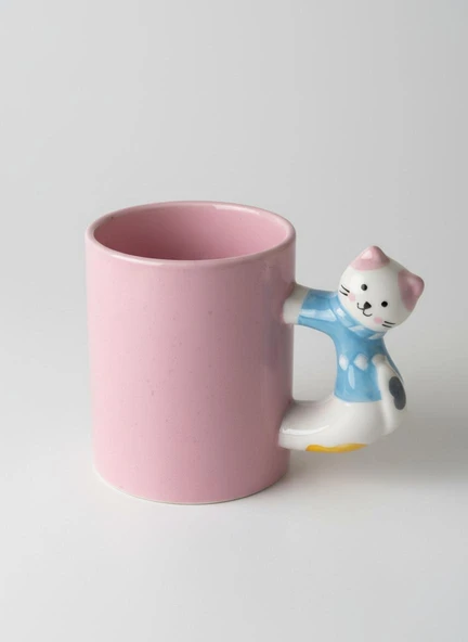 3D Pembe Kupa Kedi Kulplu 410 ml - Resim 3