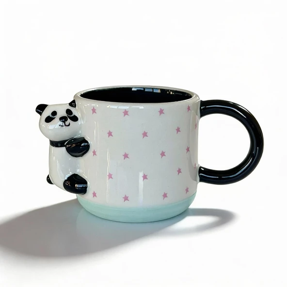 Yıldız Desenli Kupa Panda Figürlü 425 ml ürün görseli 1