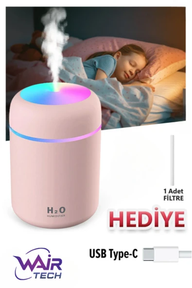Wair Teknoloji 300 ml H2O Ultrasonik Ledli Hava Nemlendirici Buhar Makinesi Ve Aroma Difüzörü ürün görseli 1