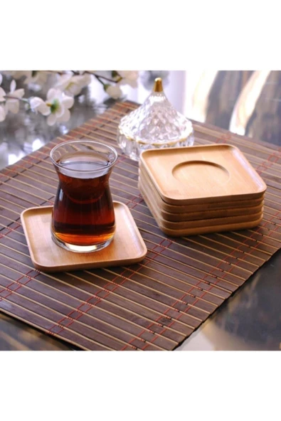 BALSA Bambu Lüx 6 Adet Kare Çay Tabağı ürün görseli 1