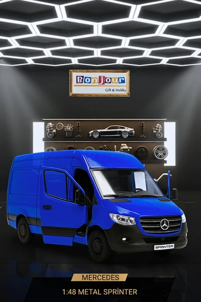 Bonjour Gift & Hobby Mercedes Sprinter Metal 1:48 Ölçekli Çek Bırak Araba Lisanslı ürün görseli 1