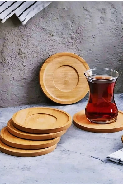 Bonjour Lüks 6 Adet Yuvarlak Bambu Bardak Altlığı Çay Tabağı Altlığı Fincan Altlığı ürün görseli 1