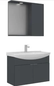 Orka Banyo Dolabı Purus 65 Cm Asma Banyo Dolabı Takımı Antrasit (Spot Aynalı) ürün görseli 1