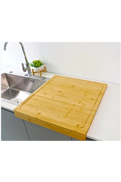 çeçem ticaret Bambu Kenarlı Kesme Tahtasi 38x45cm.tezgah Üstü Kenarlı Aksesuar, Hamur Açma Tahtası ürün görseli 1