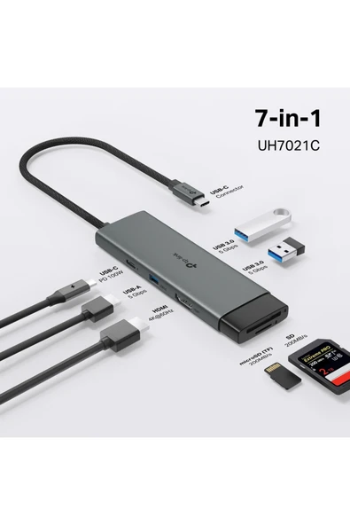 TP-LINK UH7021C USB Type-C 7'si 1 arada Hub - Resim 4