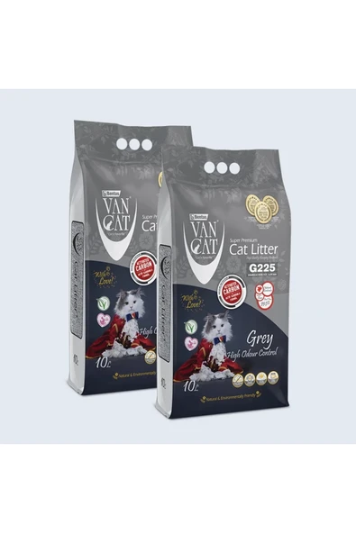 Vancat G225 Grey Aktif Karbonlu Kedi Kumu 10 Lt X 2 Adet ürün görseli 1