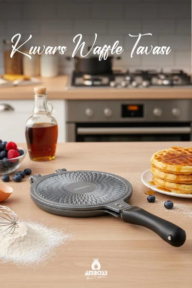 Kuvars Ocak Üstü Döküm Waffle Tavası 20 cm ürün görseli 1