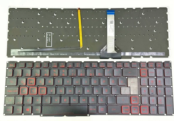 Acer Aspire Nitro 5 An517-56 An517-57 ile Uyumlu Notebook Klavye - Tuş Takımı / Siyah - TR - Backlit - Kırmızı Tuş ürün görseli 1